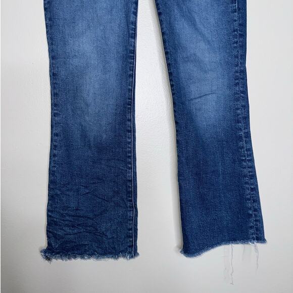 Madewell Mid Rise Kick Out Crop Jeans Frayed Hem Dark Wash Denim 24 Petite - Picture 5 of 7